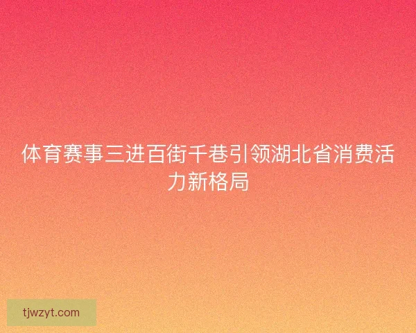 体育赛事三进百街千巷引领湖北省消费活力新格局